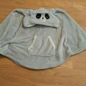 Bear hooded fleece poncho
